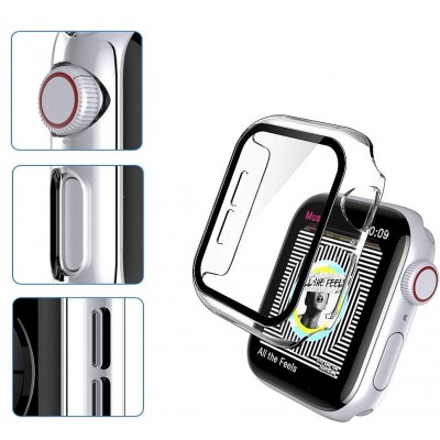 HD Clear Case de Protection en Verre Trempé Intégré pour iWatch Series 6 5 4 Se 44mm