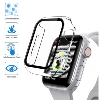 HD Clear Case de Protection en Verre Trempé Intégré pour iWatch Series 6 5 4 Se 44mm