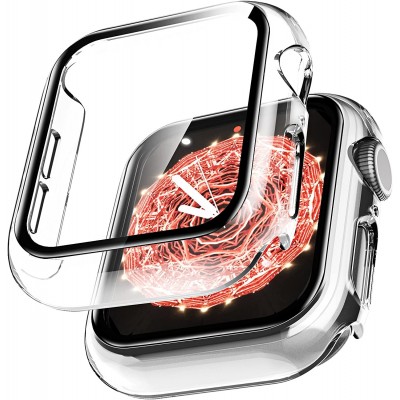 HD Clear Case de Protection en Verre Trempé Intégré pour iWatch Series 6 5 4 Se 44mm