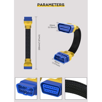 OURANTOOLS OBDII Câble d'extension 16 Broches mâle vers Femelle