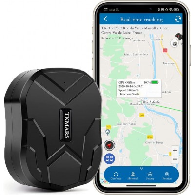 Traceur GPS 4G Voiture Longue Autonomie Batterie 10000mAh  GPS Étanche Moto Camping Car